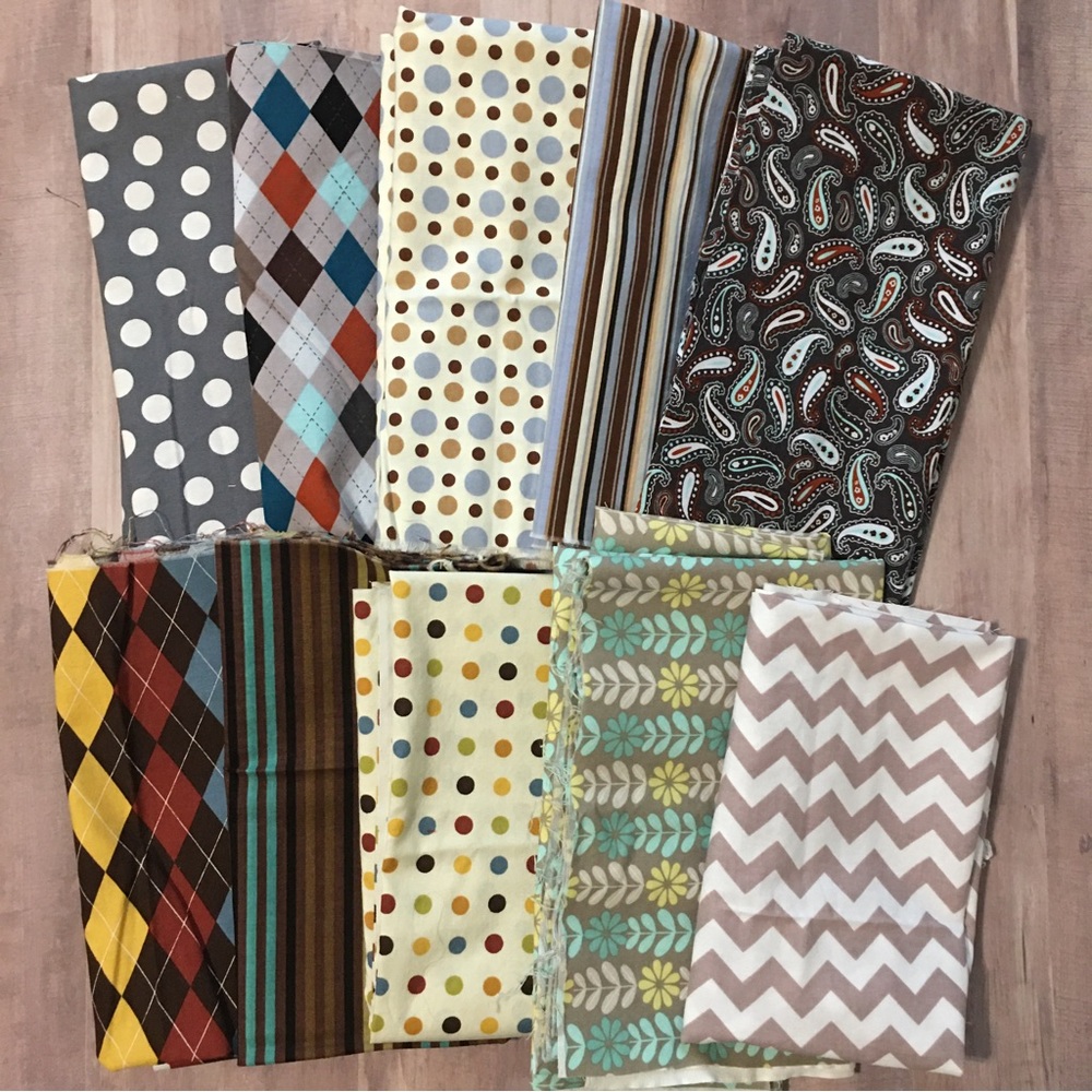 Gray/Blue/Brown Fabric Bundle